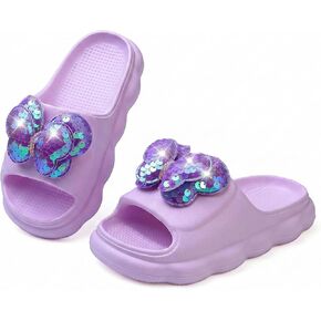 صنادل منزلقة للفتيات شباشب صيفية لامعة للأطفال سهلة الارتداء للاستخدام في الهواء الطلق على الشاطئ وحمام السباحة (طفل صغير/طفل صغير) in Kuwait