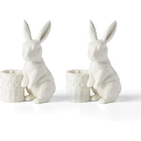 Lenox 897943 Wicker Creek Bunny Candle Holders, Set of 2, Easter Home Decor in Saudi Arabia