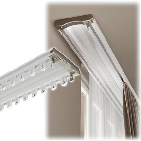 ستارة مزدوجة من الألومنيوم شديدة التحمل بطول 120 سم، قابلة للتركيب على السقف من 100 سم إلى 600 سم، قضبان ستائر منزلقة بلون بني، تصميم متين (أبيض - 500 سم / 16.4 قدم / 4 * 125 سم) in Kuwait