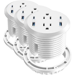 حلقة طاقة مجوفة مع منافذ تيار متردد، منفذ USB-C للشحن السريع بقدرة 20 وات - حامل متساطح لسطح المكتب، منفذ مكتب أساسي لمساحة العمل in Kuwait