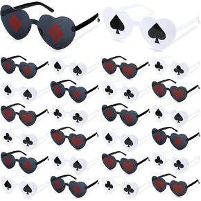 24 Pcs Poker Themed Heart Shaped Sunglasses Playing Card Glasses Casino Night Party Favors Poker Night Gifts for Women Men Birthday Party in Saudi Arabia