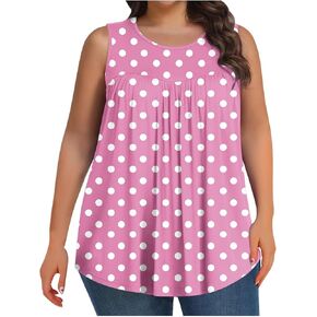 Women Summer Plus Size Tank Tops Trendy Loose Flowy Oversized Crewneck Sleeveless Tunic Spring Beach Vacation Clothes in Kuwait