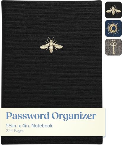 Eccolo Password Keeper Book with Alphabetical Tabs, Discrete Computer and Website Login Password Book and Organizer, Hardcover Pocket Size Journal Notebook for Everyday Use (Black, 5.75x4 inches) in Saudi Arabia