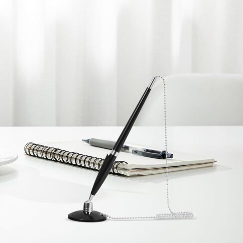 Counter Pen with Chain Black Desktop Signature Pen for Bank and Hotel Use Adhesive Base Multi-function for Office and Reception in Saudi Arabia