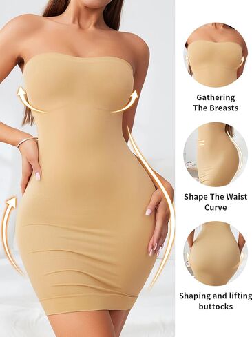 Strapless Shapewear Dress for Women Under Dress Full Slip Tummy Control Strapless Bodysuit Shapewear for Wedding in Saudi Arabia