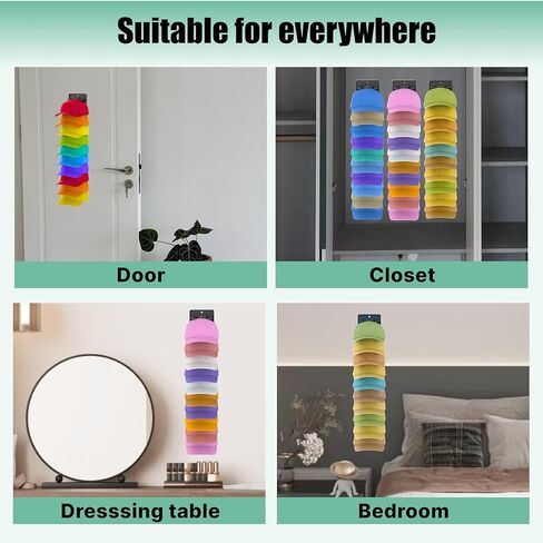 Hat Organizer for Baseball Caps 2 Packs with Built-in Spring Clips - Wall Mount Closet Hat Rack Holder, Adjustable Storage for Door/Closet Display Hat Racks Hanger (Strong Adhesive & Screws) in Saudi Arabia