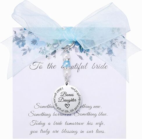 Something Blue Gift for Bride, Gift for Daughter-in-Law, Wedding Day Bridal Blue Pearl Bouquet Charm, Wedding Bridal Bouquet Charm for Bride-to-be, Blues Pearl Weddings Charms from Mother in Law in Saudi Arabia