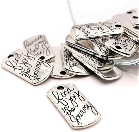 4, 20 or 50 Bulk Pieces Silver-toned Find the Joy in the Journey Affirmation Tag Charms by Guerrilla Charm in Saudi Arabia