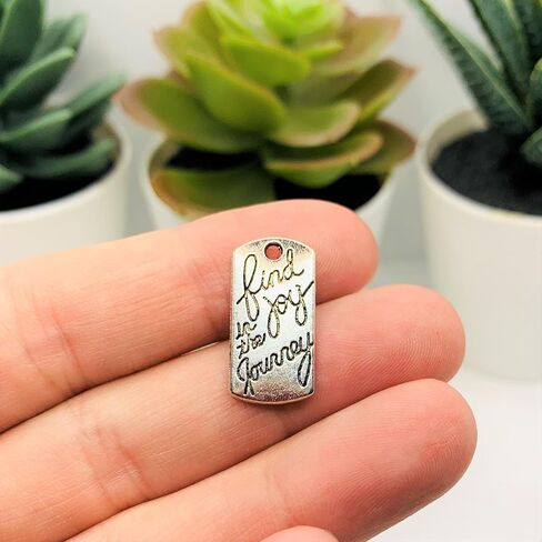 4, 20 or 50 Bulk Pieces Silver-toned Find the Joy in the Journey Affirmation Tag Charms by Guerrilla Charm in Saudi Arabia