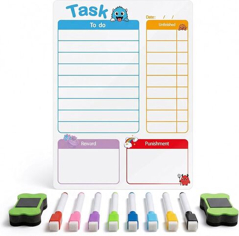Li&Zhao Weekly Magnetic Menu Board for Refrigerator - 16x12 in Weekly Menu Board Fridge Calendar with 8 Color Markers - Magnetic Menu Board for Fridge for Meal Planning, Family Schedule Organizer in Saudi Arabia