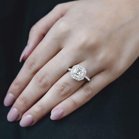 Charles & Colvard 14K White Gold Moissanite 8mm Asscher Engagement Ring, 2.69cttw DEW in Saudi Arabia