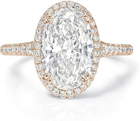 3 CT Elongated Oval Halo Moissanite Engagement Rings for Women Handmade Wedding Bridal Ring Set Pave Setting Silver 10k 14k 18k Solid Gold Anniversary Promise Gifts For Her in Kuwait