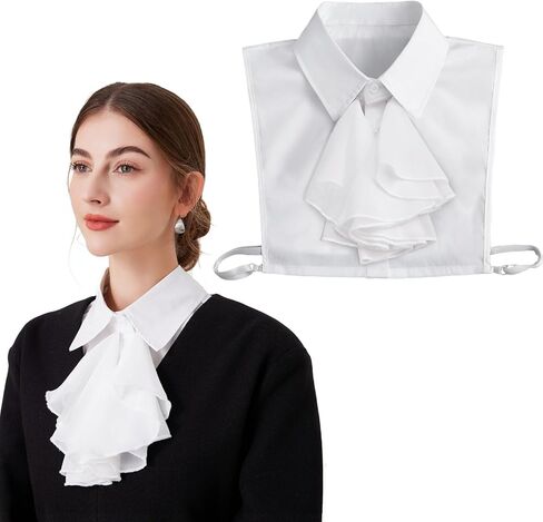 XEPST False Collar for Women Vintage Palace Adjustable Half Shirt Collar Cotton Victorian Blouses for Women White Renaissance Top Clown Costume in Saudi Arabia