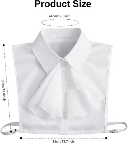 XEPST False Collar for Women Vintage Palace Adjustable Half Shirt Collar Cotton Victorian Blouses for Women White Renaissance Top Clown Costume in Saudi Arabia