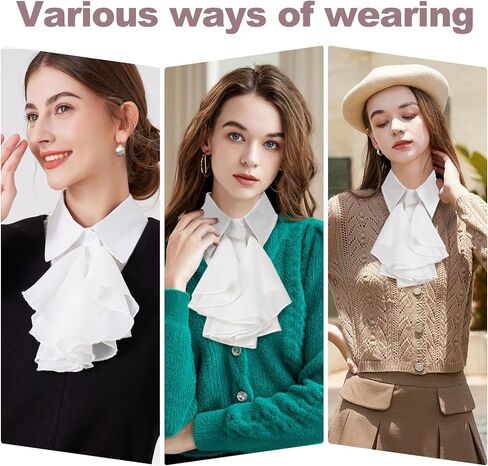 XEPST False Collar for Women Vintage Palace Adjustable Half Shirt Collar Cotton Victorian Blouses for Women White Renaissance Top Clown Costume in Saudi Arabia