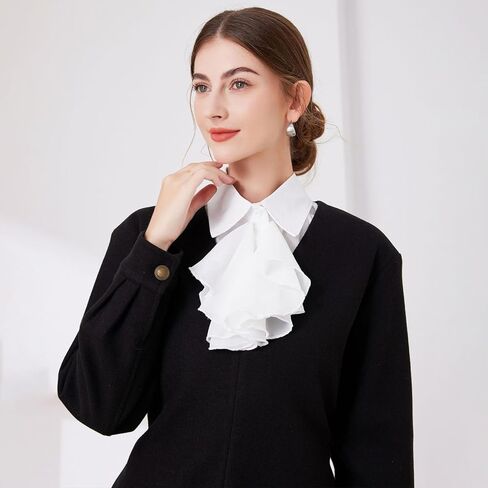 XEPST False Collar for Women Vintage Palace Adjustable Half Shirt Collar Cotton Victorian Blouses for Women White Renaissance Top Clown Costume in Saudi Arabia