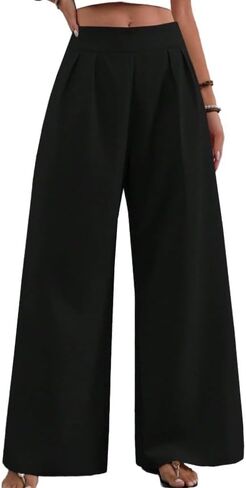 Elegant Palazzo Pants for Women with Hidden Zipper High Waisted Wide Leg Trousers Formal Evening Business Pants in Saudi Arabia
