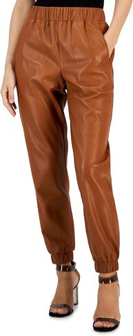 I.N.C. Womens Faux Leather Joggers Cinnamon Spice M in Saudi Arabia