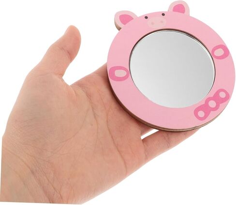 Makeup Mirror for Boys and Girls Small Desktop Mirror Educational Pig Shape for Bathroom in Saudi Arabia