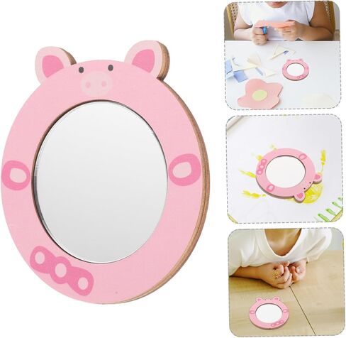 Makeup Mirror for Boys and Girls Small Desktop Mirror Educational Pig Shape for Bathroom in Saudi Arabia
