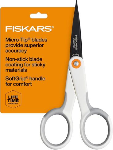 Fiskars Premier No. 5 Micro-Tip Orange-Handled Fabric Scissors - Double Loop Handle - Sewing and Craft Scissors - Orange in Kuwait