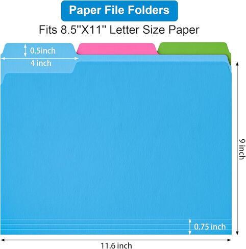HABGP 18 Pcs Manilla Folders 8.5 x 11 Inch, 6 Colored File Folders Letter Size, 1/3-Cut Tab Paper Manila Filing Folders for School Business Office Documents Paper Files, Morandi 6 Color 18Pcs in Saudi Arabia