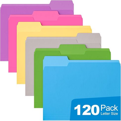 HABGP 18 Pcs Manilla Folders 8.5 x 11 Inch, 6 Colored File Folders Letter Size, 1/3-Cut Tab Paper Manila Filing Folders for School Business Office Documents Paper Files, Morandi 6 Color 18Pcs in Saudi Arabia