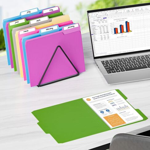 HABGP 18 Pcs Manilla Folders 8.5 x 11 Inch, 6 Colored File Folders Letter Size, 1/3-Cut Tab Paper Manila Filing Folders for School Business Office Documents Paper Files, Morandi 6 Color 18Pcs in Saudi Arabia