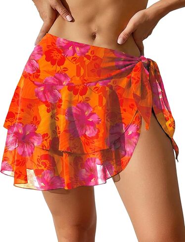Ekouaer Sarong يلتف للنساء شيفون ملابس الشاطئ التستر شير قصيرة ثوب السباحة تغطية تنورة لملابس السباحة in Saudi Arabia