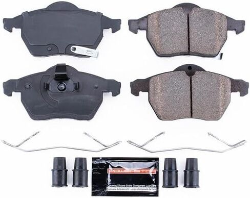 وسادات الفرامل الأمامية PowerStop لـ Saab 9-3 1999-03 |9-5 1999-05 |Saturn L100 2001-02 |L200 2001-03 |L300 2001-05 |Saturn LS 2000 - Z23 وسادات فرامل سيراميك من ألياف الكربون مع أجهزة التثبيت، Z23-819 in Kuwait
