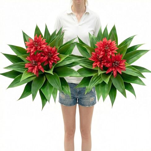 Artificial Agave Topiary Trees with Flowers with Spikes for Outdoor 28" Set of 2, UV Resistant Faux Greenery Shrubs, Realistic Fake Bushes Plant for Garden Yard Front Porch Patio Indoor Decor in Saudi Arabia