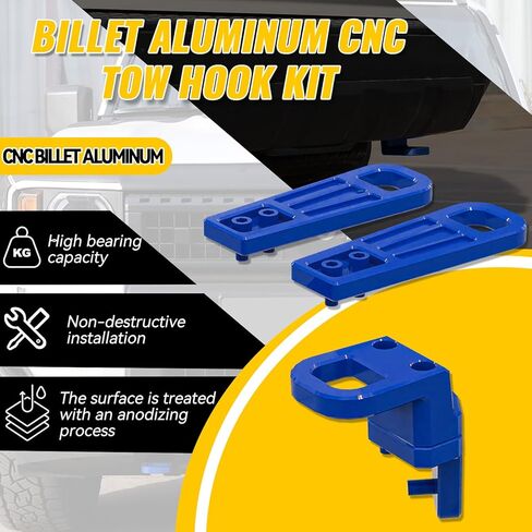 Front and Rear Tow Hook Kit for Land Cruiser 250 LC250 (2024-2025) Accessories Front Tow Hook Lightweight Design Aluminum Alloy Direct Bolt-on, Blue in Saudi Arabia