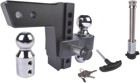 Black Adjustable Trailer Hitch Fits 2.5 Inch Receiver 6 Inch Drop Rise Heavy Duty Aluminum Drop Hitch 18500 LBS GTW in Saudi Arabia