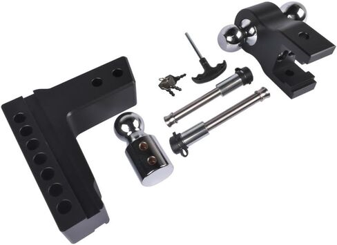 Black Adjustable Trailer Hitch Fits 2.5 Inch Receiver 6 Inch Drop Rise Heavy Duty Aluminum Drop Hitch 18500 LBS GTW in Saudi Arabia