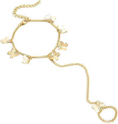 BETHYNAS Boho Butterfly Tassel Bracelet with Slave Finger Ring Gypsy Butterfly Pendant Hand Harness Bohemian Ring Hand Chain Bracelet for Women Girls (Silver) in Kuwait