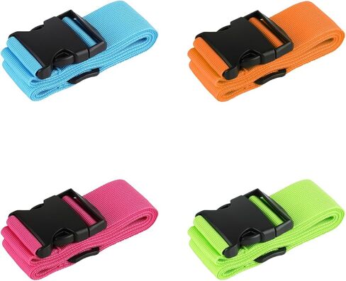 4 Pcs TSA Approved Luggage Straps Set - Secure Suitcase Tags & Belts, Identify Your Bags Easily,Adjustable Suitcase Straps for Travel (4 Colors) in Saudi Arabia