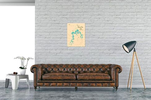 بوم دي تير بحيرة ميسوري الرجعية الصلب المعادن جدار الفن خريطة ملصق 18 "× 24". ديكور جداري مميز للمنزل أو المقصورة أو المكتب in Saudi Arabia