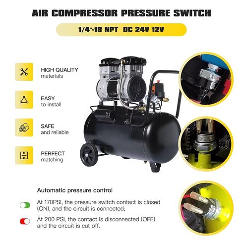 2Pcs Air Pressure Switch, 170-200 PSI, 1/4"-18 NPT, 24V 12V Air Compressor Pressure Switch in Kuwait