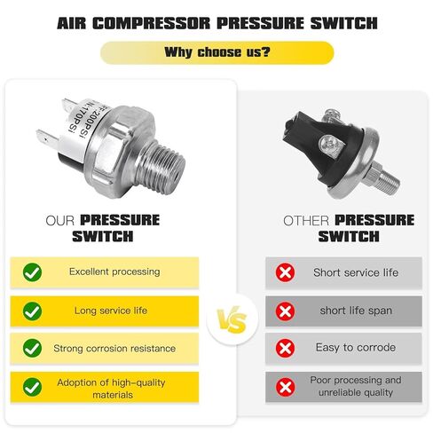 2Pcs Air Pressure Switch, 170-200 PSI, 1/4"-18 NPT, 24V 12V Air Compressor Pressure Switch in Kuwait