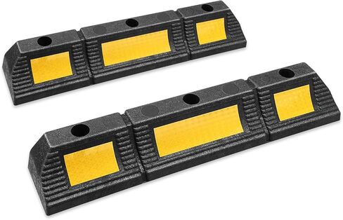 DNA Motoring Heavy Duty 2 Pack Garage Aid، 22.8 "سدادة وقوف السيارات للمرآب، أرضية وقوف السيارات في موقف السيارات، مصدات الإطارات، مع شريط أصفر عاكس، 22.8" طول × 4.33" عرض × 3.34" ارتفاع in Kuwait