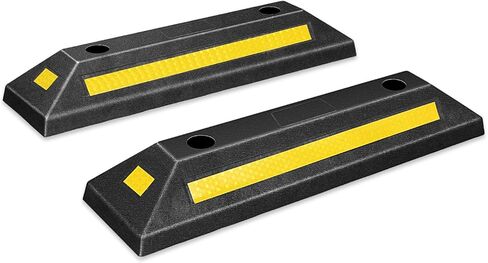 DNA Motoring Heavy Duty 2 Pack Garage Aid، 22.8 "سدادة وقوف السيارات للمرآب، أرضية وقوف السيارات في موقف السيارات، مصدات الإطارات، مع شريط أصفر عاكس، 22.8" طول × 4.33" عرض × 3.34" ارتفاع in Kuwait