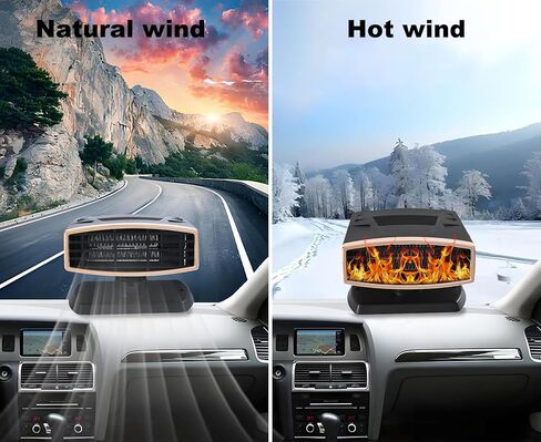 12V Car Heater,Portable Car Heater that Plugs into Cigartte Lighter,200W Fast Heating Windshield Defroster 360° Rotatable Car Heaters for Vehicle,SUVs,Vans,RVs (Black & Gold) in Kuwait