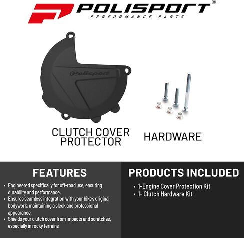 Polisport Clutch Cover Protector for Husqvarna TE/TC 250 TE/TX 300 & KTM XC/SX/EXC/XC-W 250/300 (2017-2022) - Superior Fit & Durable Protection - Black in Saudi Arabia