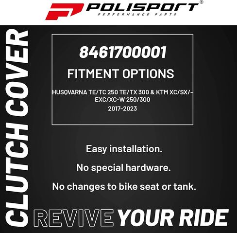 Polisport Clutch Cover Protector for Husqvarna TE/TC 250 TE/TX 300 & KTM XC/SX/EXC/XC-W 250/300 (2017-2022) - Superior Fit & Durable Protection - Black in Saudi Arabia