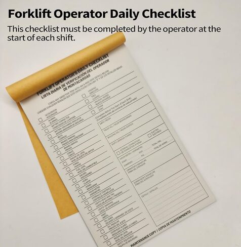 20 Pack Forklift Operator Daily Checklist,Single Copy Contains 30 Sheets, Bilingual Forklift Checklist Inspection Book,2-Ply,Carbonless,Daily Educational Training Reference for Workplace Safety in Kuwait