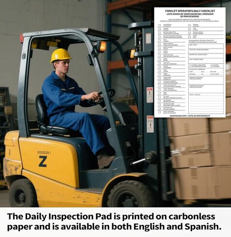 20 Pack Forklift Operator Daily Checklist,Single Copy Contains 30 Sheets, Bilingual Forklift Checklist Inspection Book,2-Ply,Carbonless,Daily Educational Training Reference for Workplace Safety in Kuwait