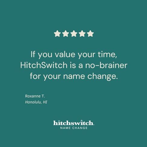 بطاقة هدايا تغيير الاسم بعد الزواج - قابلة للاسترداد بمجموعة أدوات تغيير الاسم البلاتينية من HitchSwitch - مجموعة أدوات تغيير الاسم الشخصية بعد الزواج - حقيبة حمل مخصصة - صور جواز السفر - خصم على السفر - إضافة إلى سجل الزفاف in Kuwait