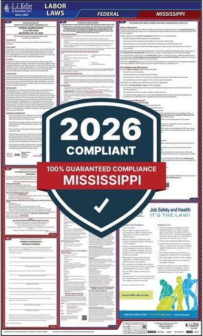 J. J. Keller & Associates, Inc. 2026 Mississippi and Federal Labor Law Poster (English, MS State) - OSHA Compliant All-in-One Laminated Poster in Saudi Arabia