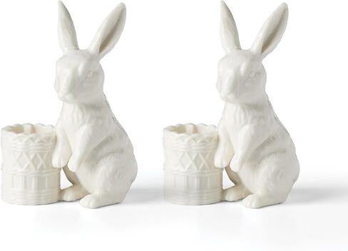 Lenox 897943 Wicker Creek Bunny Candle Holders, Set of 2, Easter Home Decor in Saudi Arabia