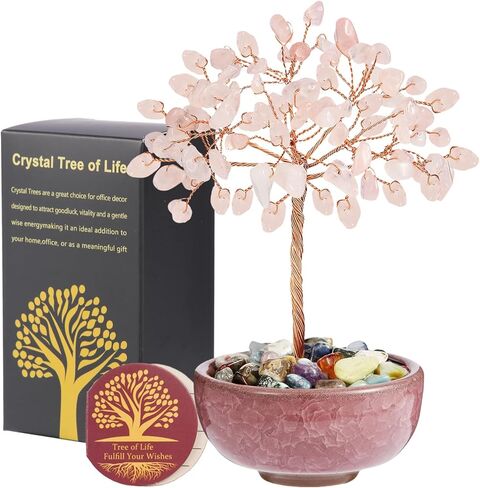 7 Chakra Crystal Tree with Ceramic Base,Natural Gemstone Feng Shui Money Tree for Wealth,Good Luck & Positive Energy,Handmade 5 Inch Healing Abundance Bonsai for Home Office Decor in Kuwait
